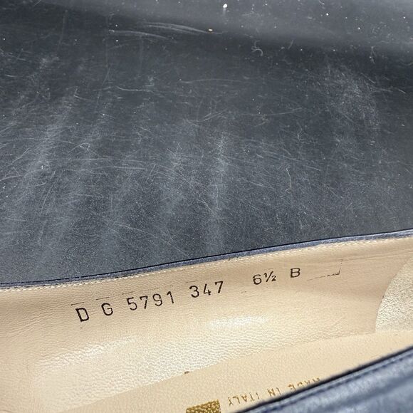 Salvatore Ferragamo Blue Patent Leather Kitten Pump Womens 6.5 B Made In Italy - Picture 5 of 8